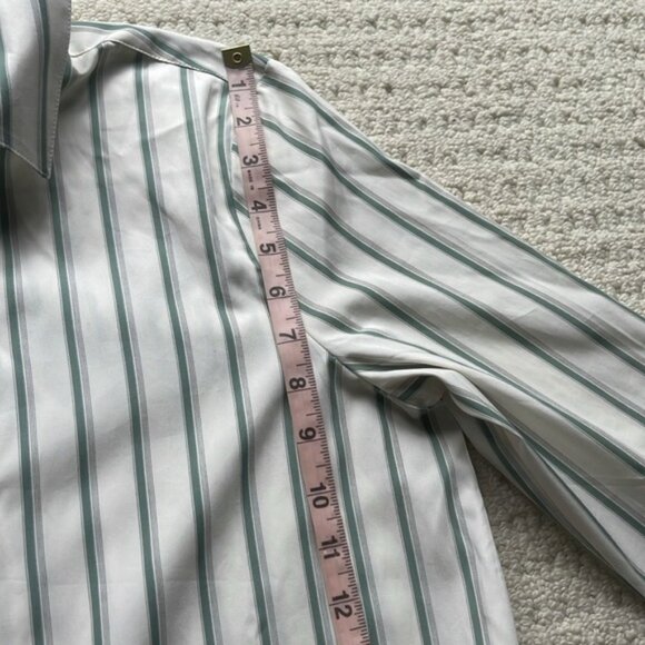 Banana Republic 2025 Cotton Poplin Asymmetrical Shirt Dress Green Stripe Small - Picture 14 of 16